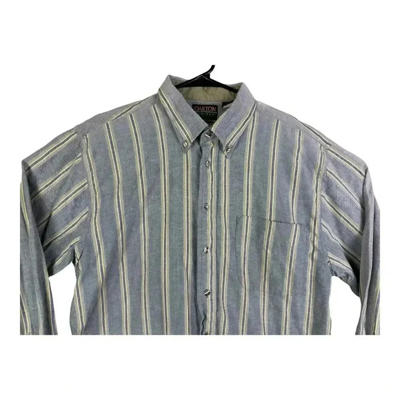 Oakton Limited Men’s Size XL Collared L/S Button Up Shirt In Gray Striped - Picture 4 of 14